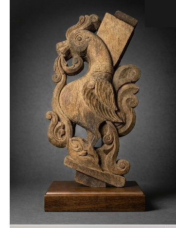 Carved temple peacock bracket